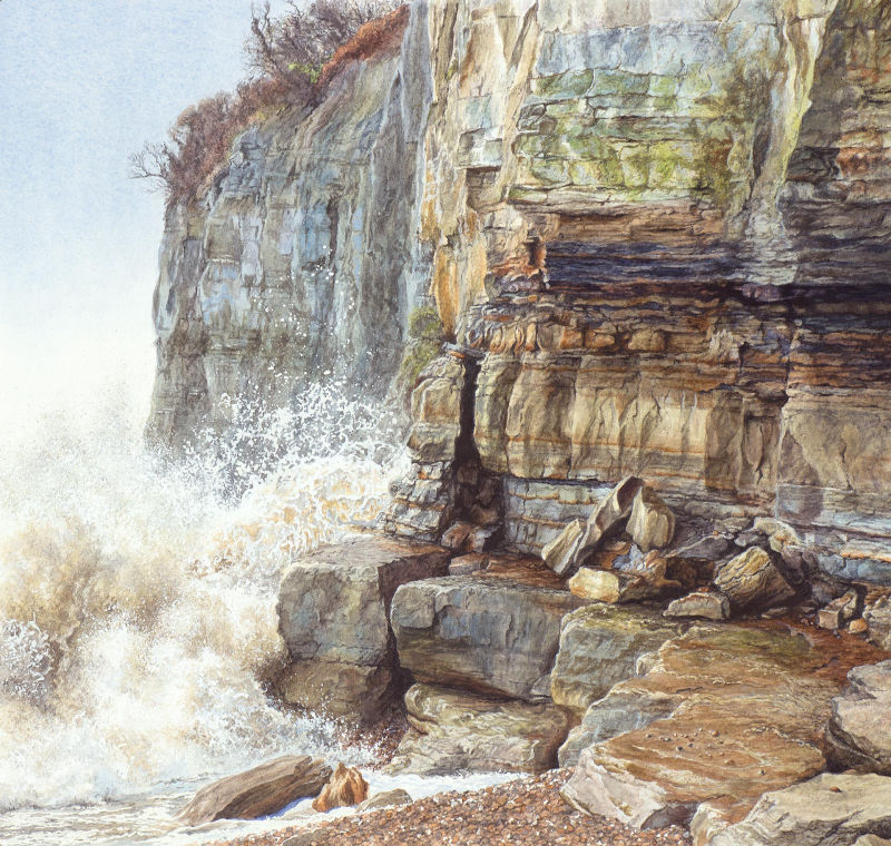 Rock Fall. Painting by Felicity Flutter