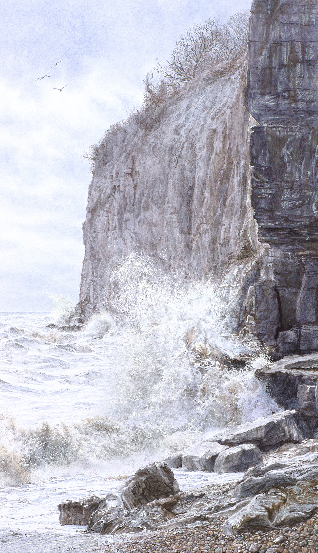 Cliff End. Painting by Felicity Flutter